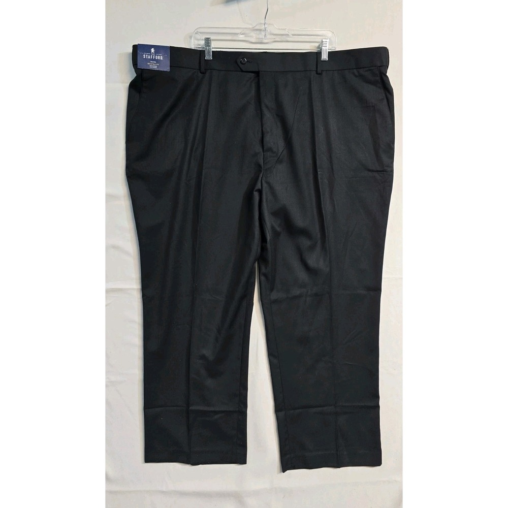Stafford Men's Dress Pants Black 50x29 Traveler Big & Tall NWT